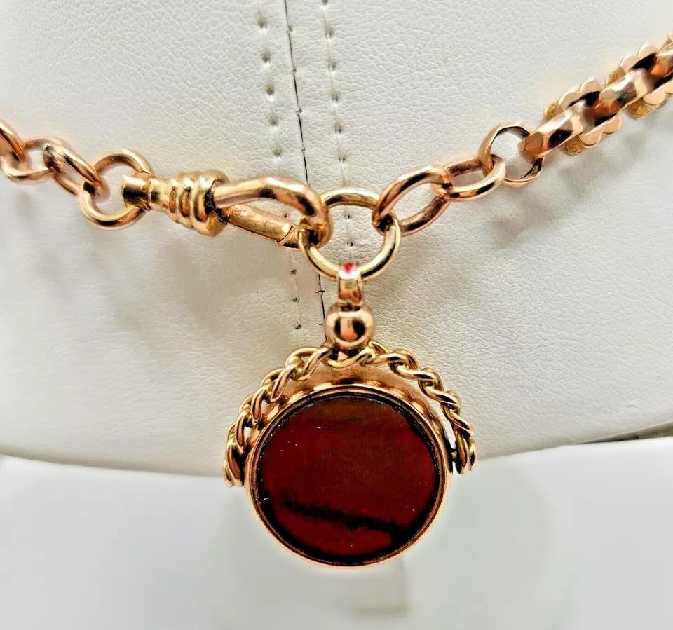 A Victorian Heavy 9ct Rose Gold Albert Watch / Neck Chain With Fancy Links 42gr 3