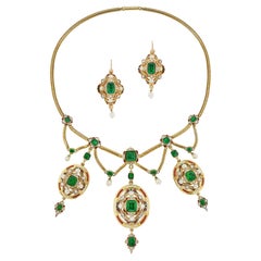 Un conjunto victoriano holbeinesco de esmeraldas, diamantes y perlas