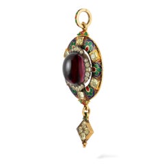 Pendentif victorien Holbeinesque en grenat