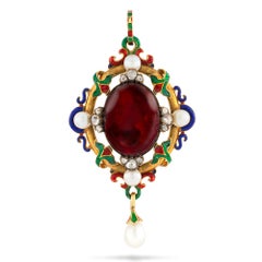 Victorian Holbeinesque Garnet Pendant