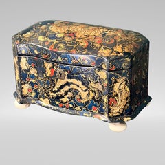 A Victorian Jennens & Bettridge Papier Mache Tea Caddy