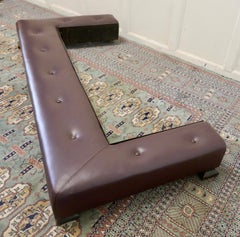 Victorian Low Leather Club Fender Hearth Seat