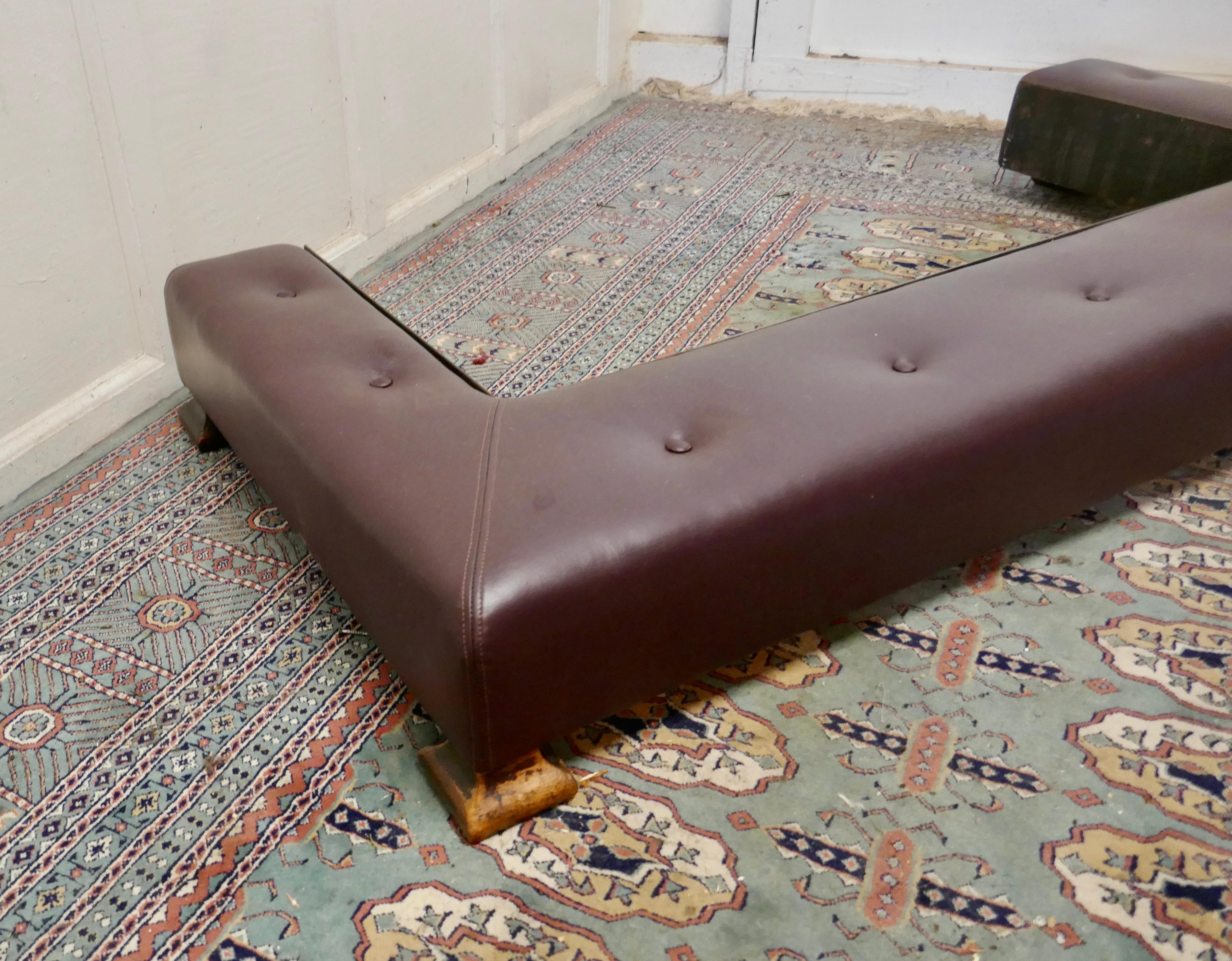 19th Century Victorian Low Leather Club Fender Hearth Seat For Sale