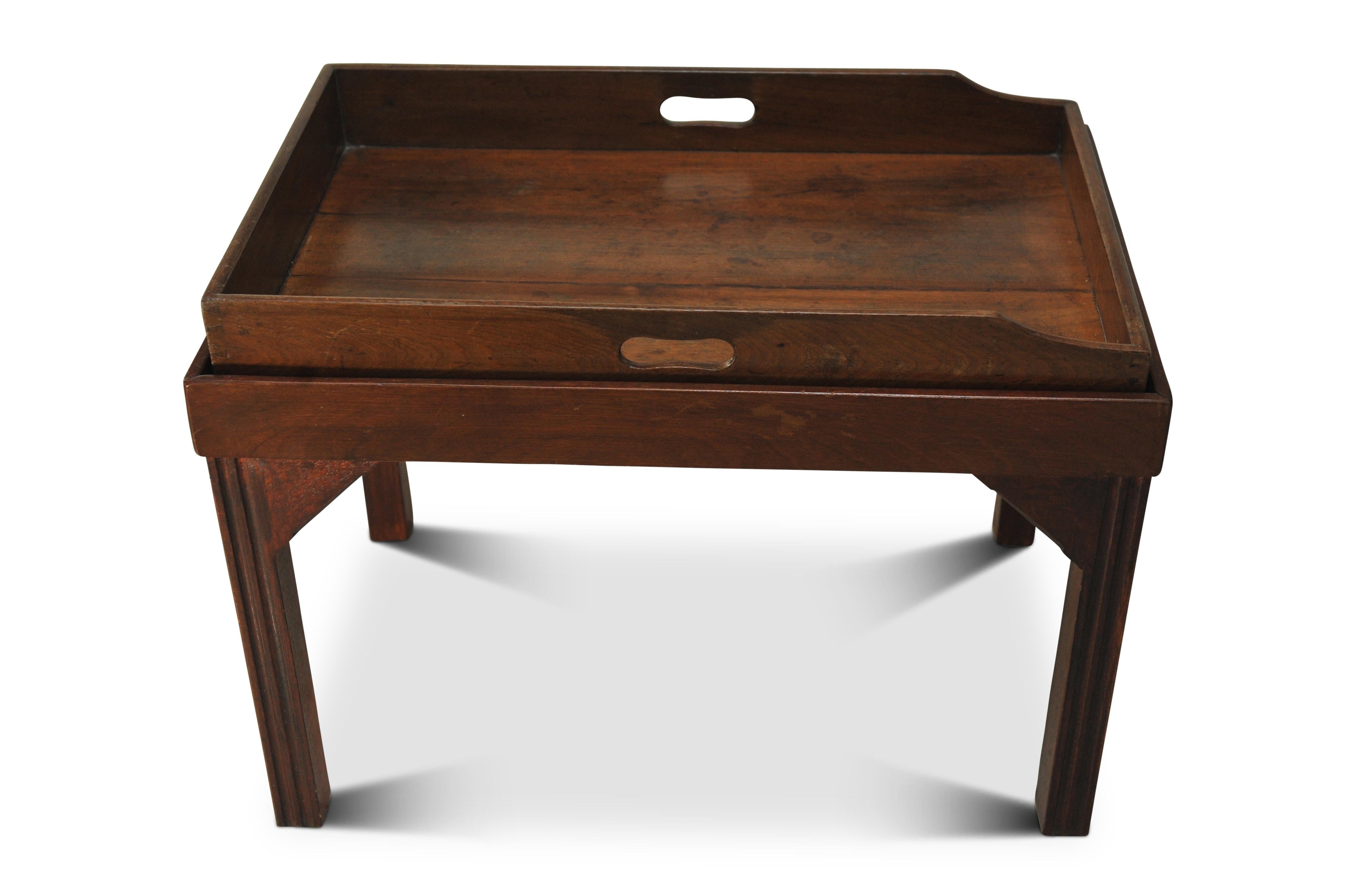 British A Victorian Mahogany Butler's Tray With A Later Fixed Coffee Table Stand  For Sale