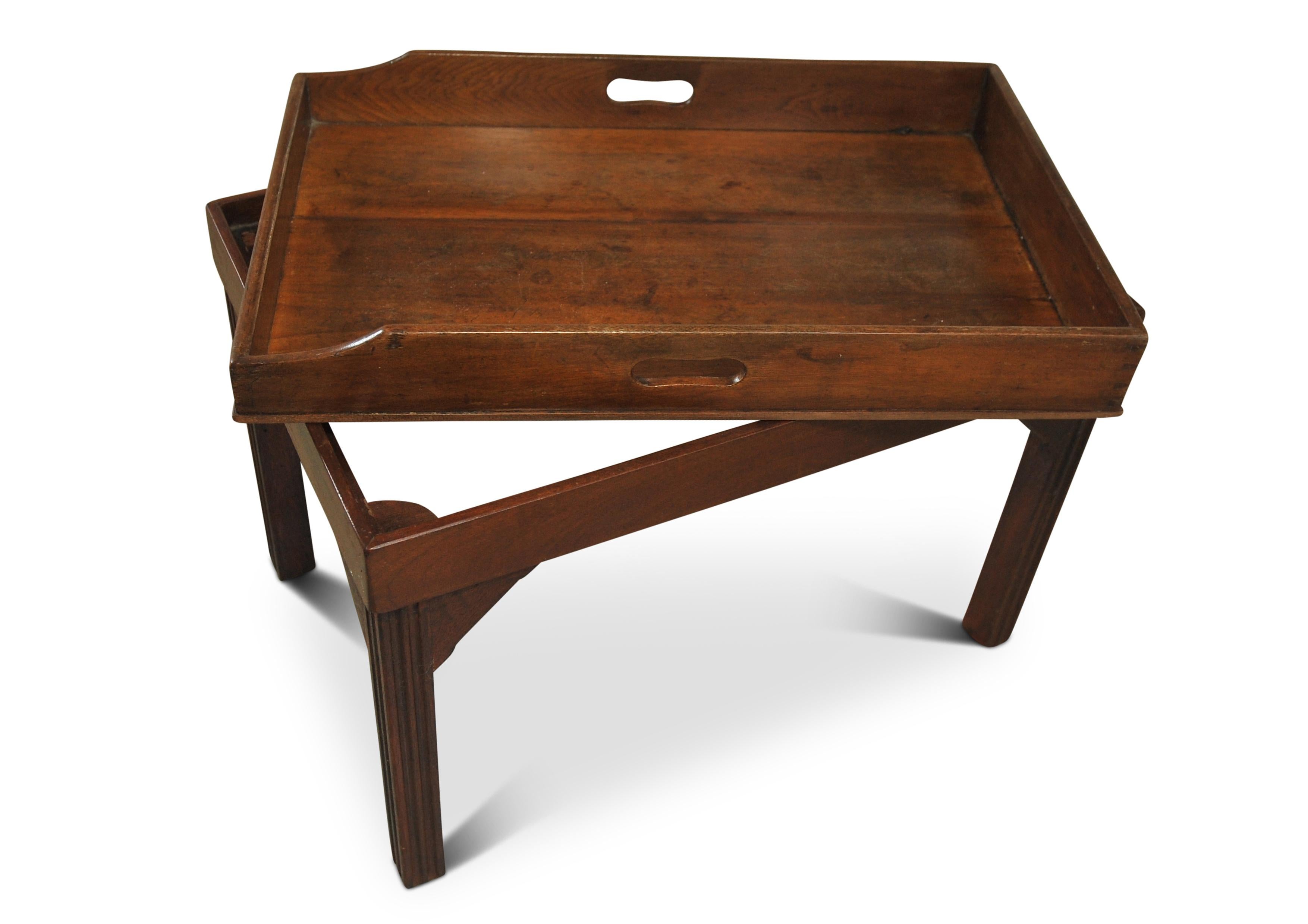 19th Century A Victorian Mahogany Butler's Tray With A Later Fixed Coffee Table Stand  For Sale