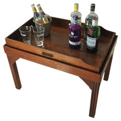 A Victorian Figured Mahogany Rectangular Butler's Tray on Stand