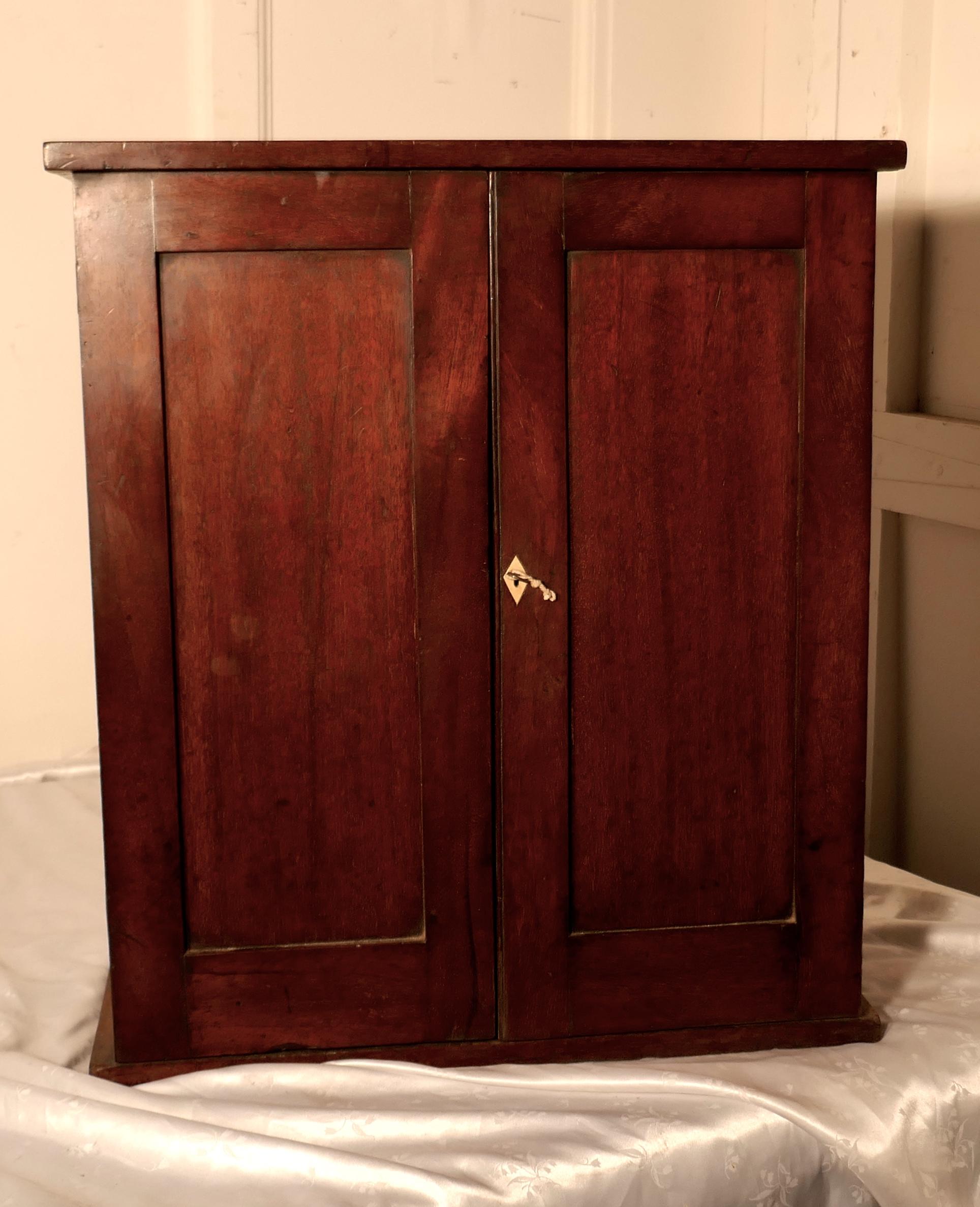 Victorian Mahogany Collectors Cabinet, with Interior Drawers In Fair Condition For Sale In Chillerton, Isle of Wight