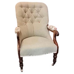 Victorian Mahogany Framed Button Back Armchair