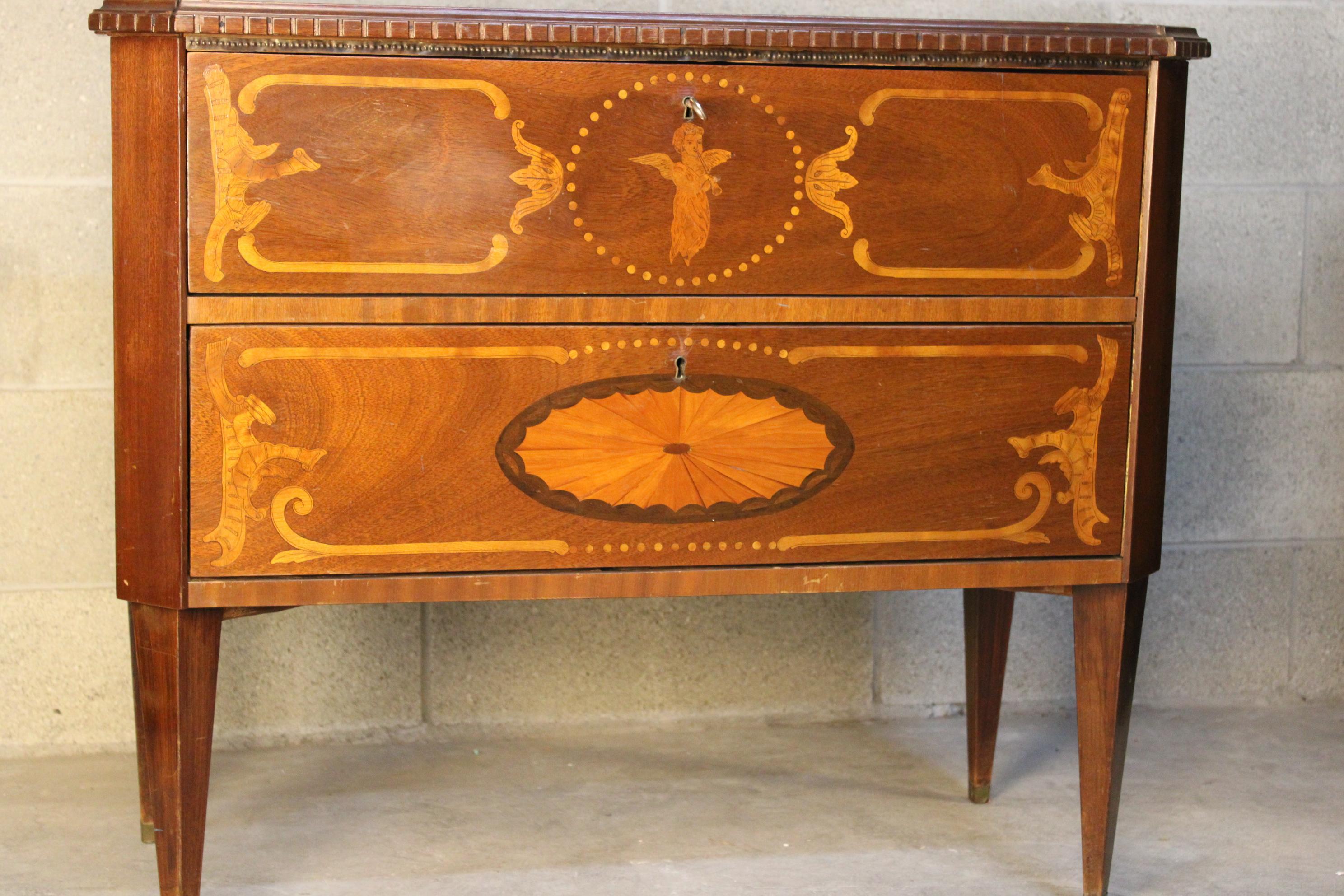 19th century Marquetry Dresser, Rosewood circa 1870 England, inlaid dresser In Good Condition In Torino, IT
