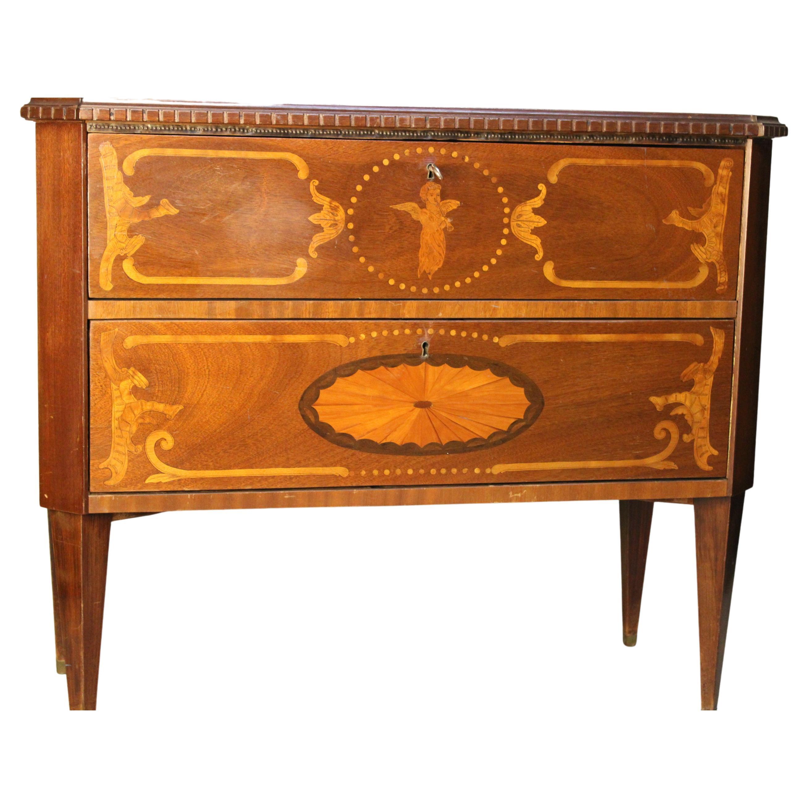 19th century Marquetry Dresser, Rosewood circa 1870 England, inlaid dresser
