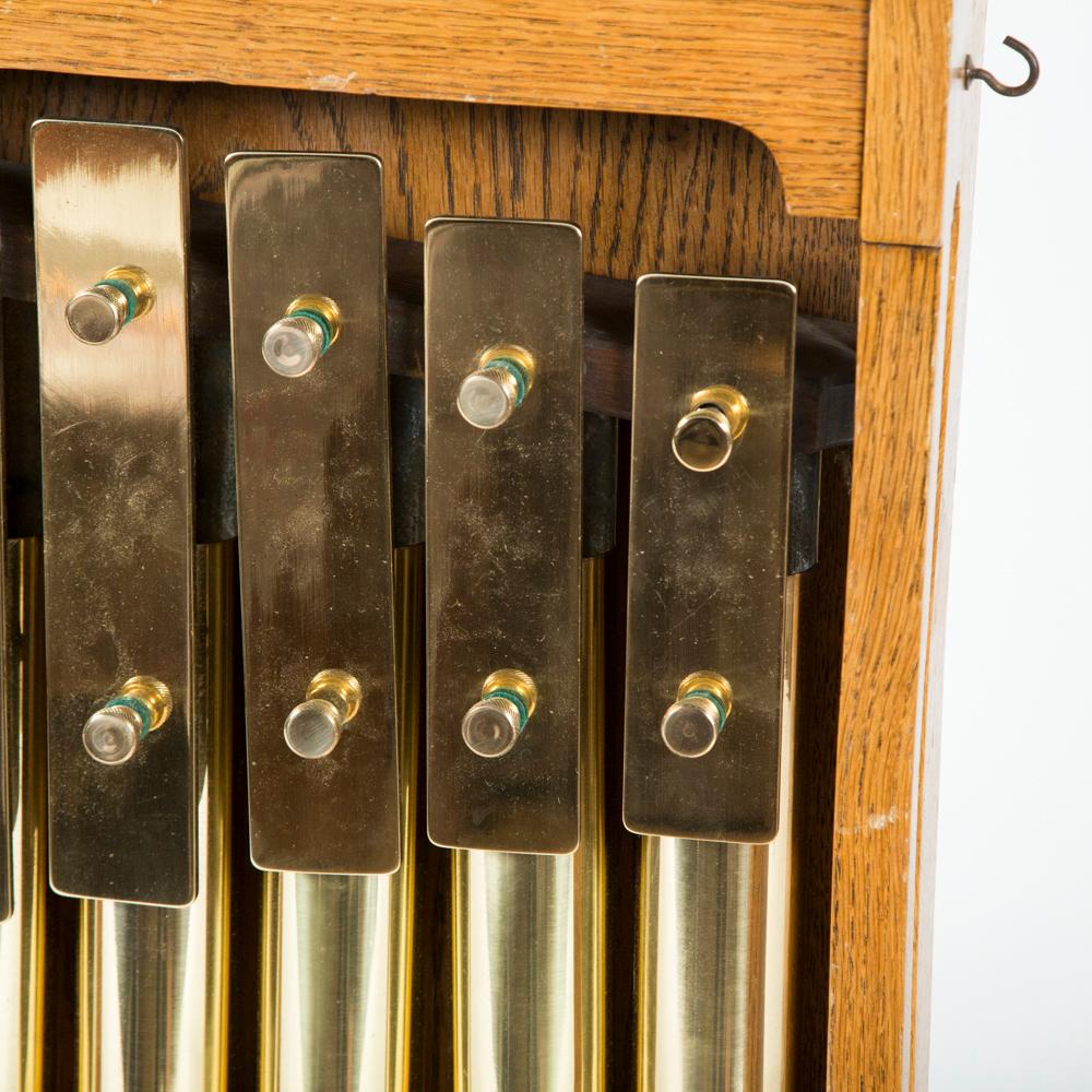 Brass Victorian Oak Cased Set of Five Gongs For Sale