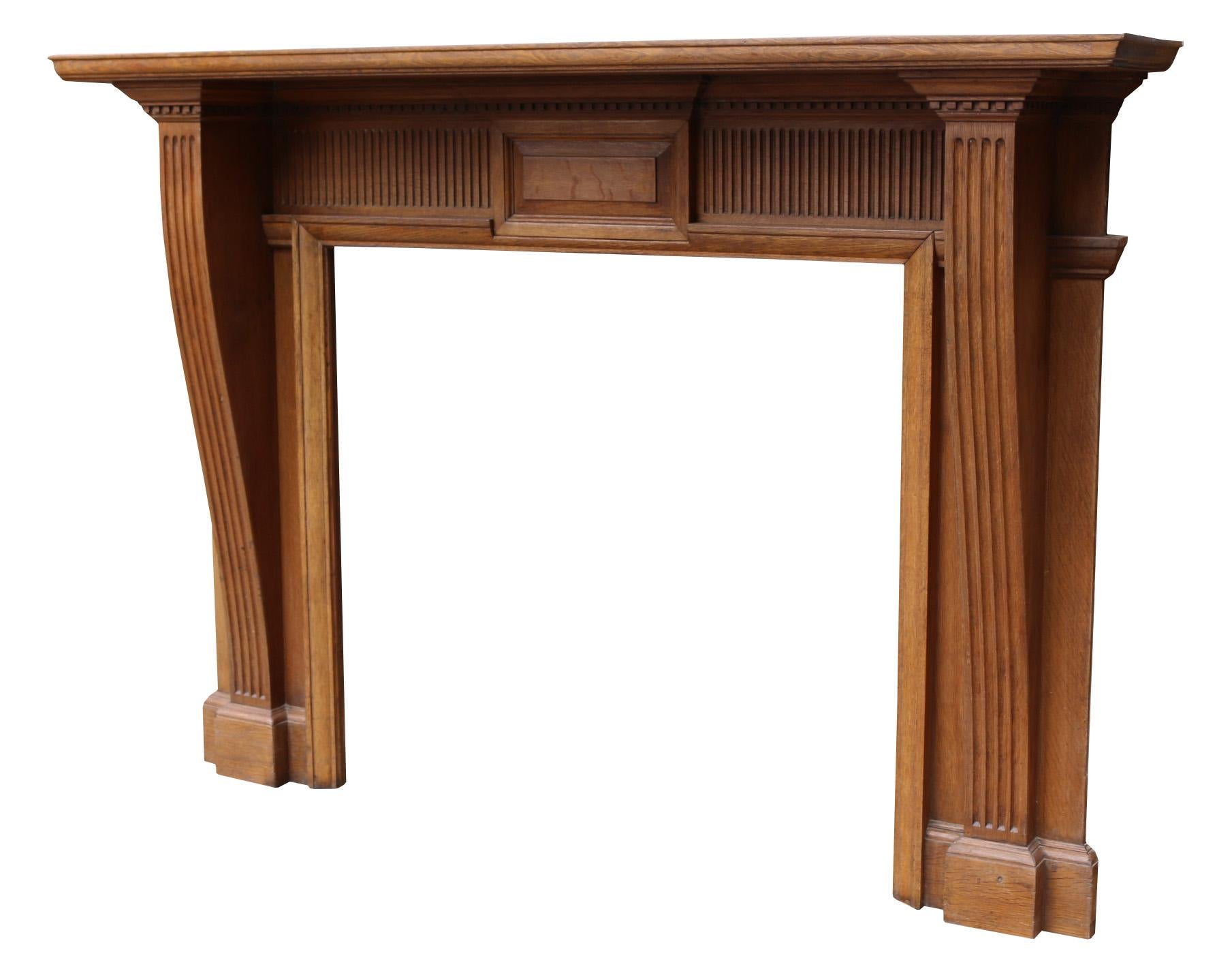 Victorian Oak Fire Mantel In Good Condition For Sale In Wormelow, Herefordshire