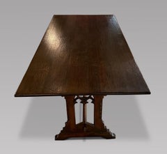 Victorian Oak Gothic Revival Table, c1860