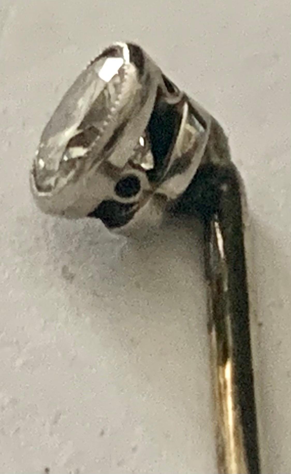 Victorian Old Brilliant Cut 0.45 Carat Diamond Stickpin in 18kt Gold For Sale 3