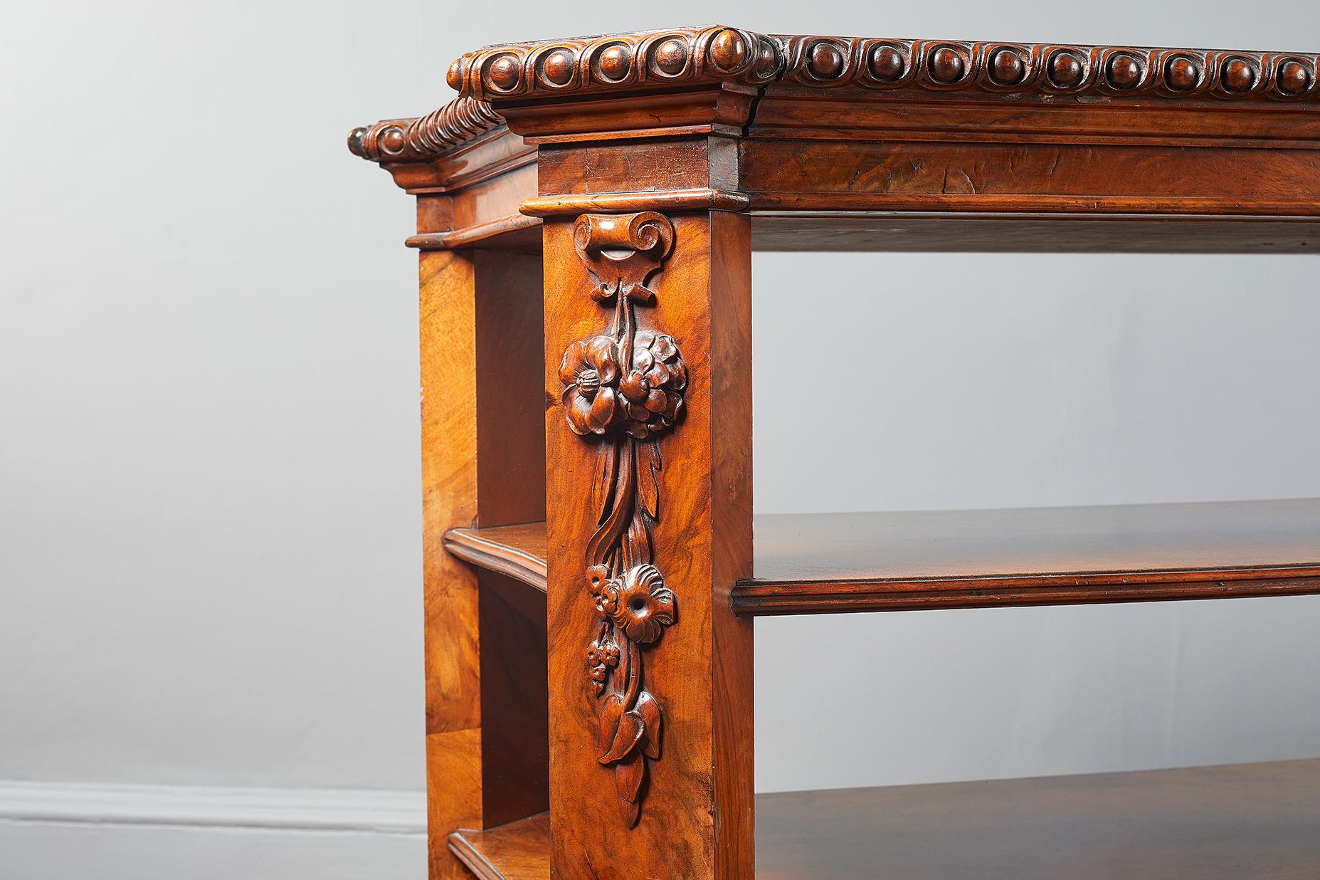 Hand-Carved Victorian Open Bookcase