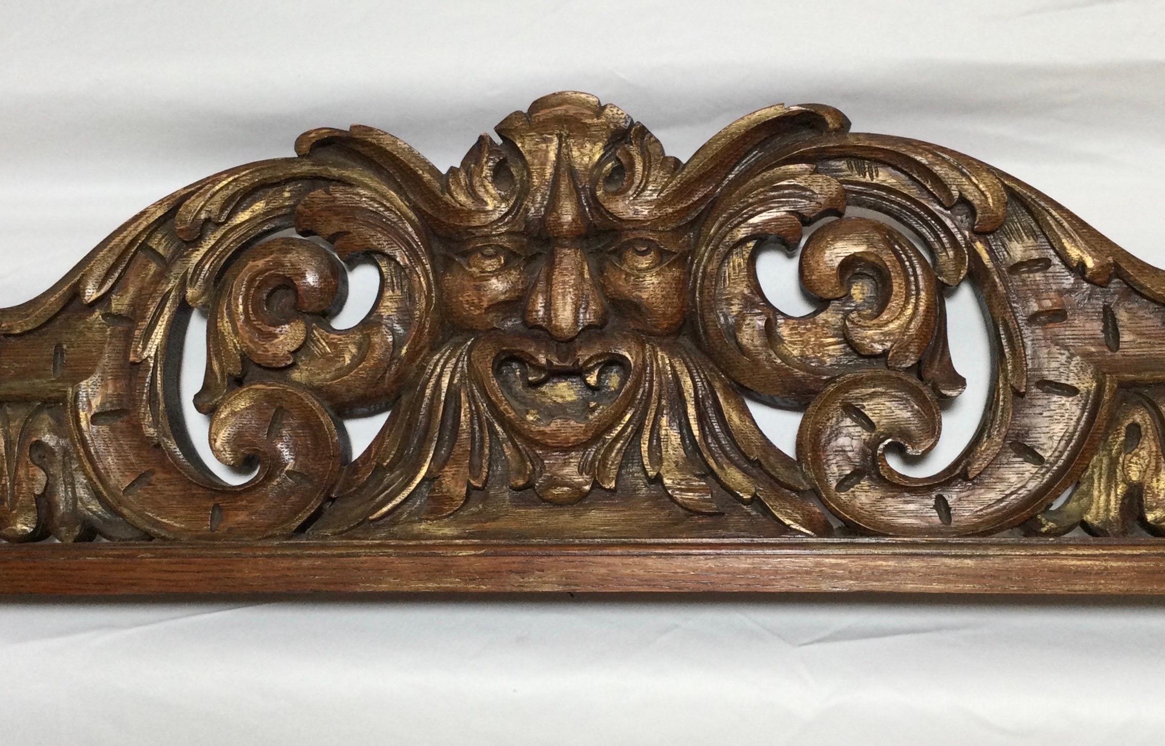 English Victorian Ornately Carved Oak Valance