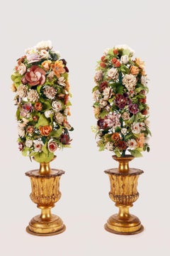 A Victorian pair of shell and coral floral arrangements, circa 1880.