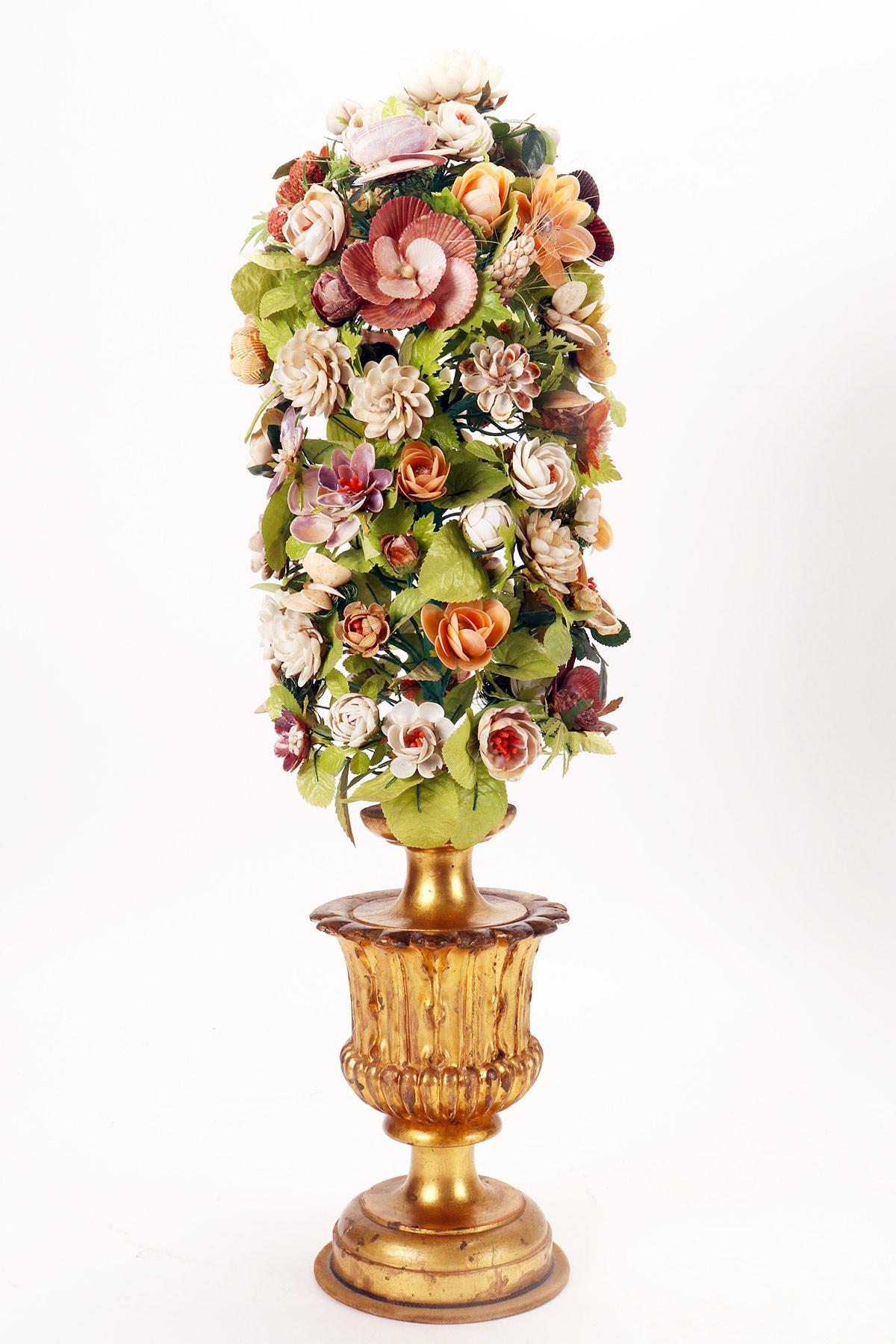 Italian A Victorian pair of shell and coral floral arrangements, circa 1880.  For Sale