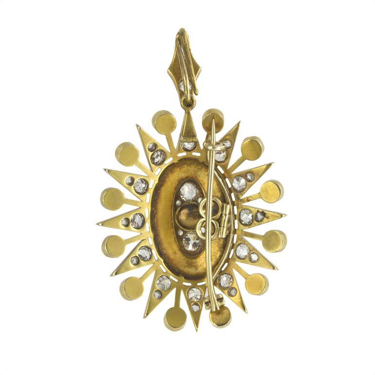 Viktorianische Brosche mit Sternanhänger aus Perlen und Diamanten (Alteuropäischer Schliff) im Angebot