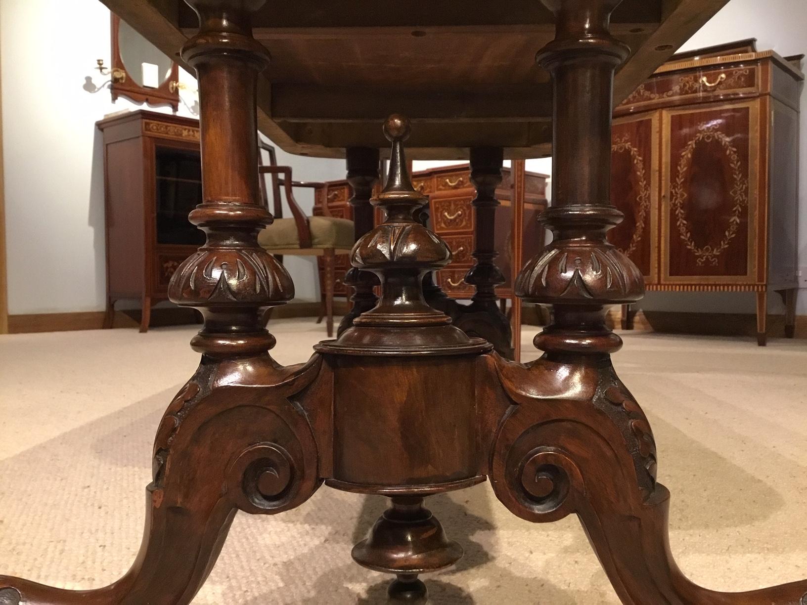 Victorian Period Burr Walnut and Ebony Inlaid Antique Coffee Table 4