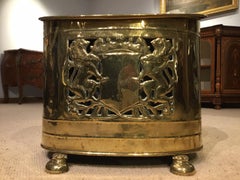 Victorian Period Heraldic Brass Coal Box