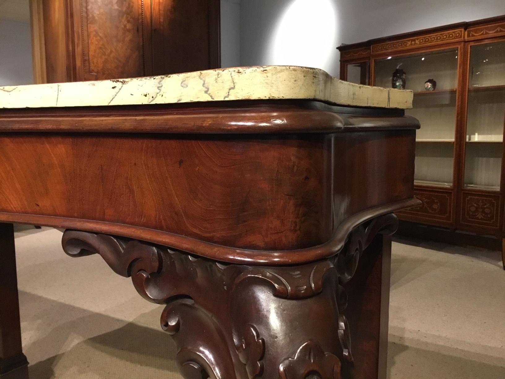 Victorian Period Mahogany Serpentine Console Table For Sale 7