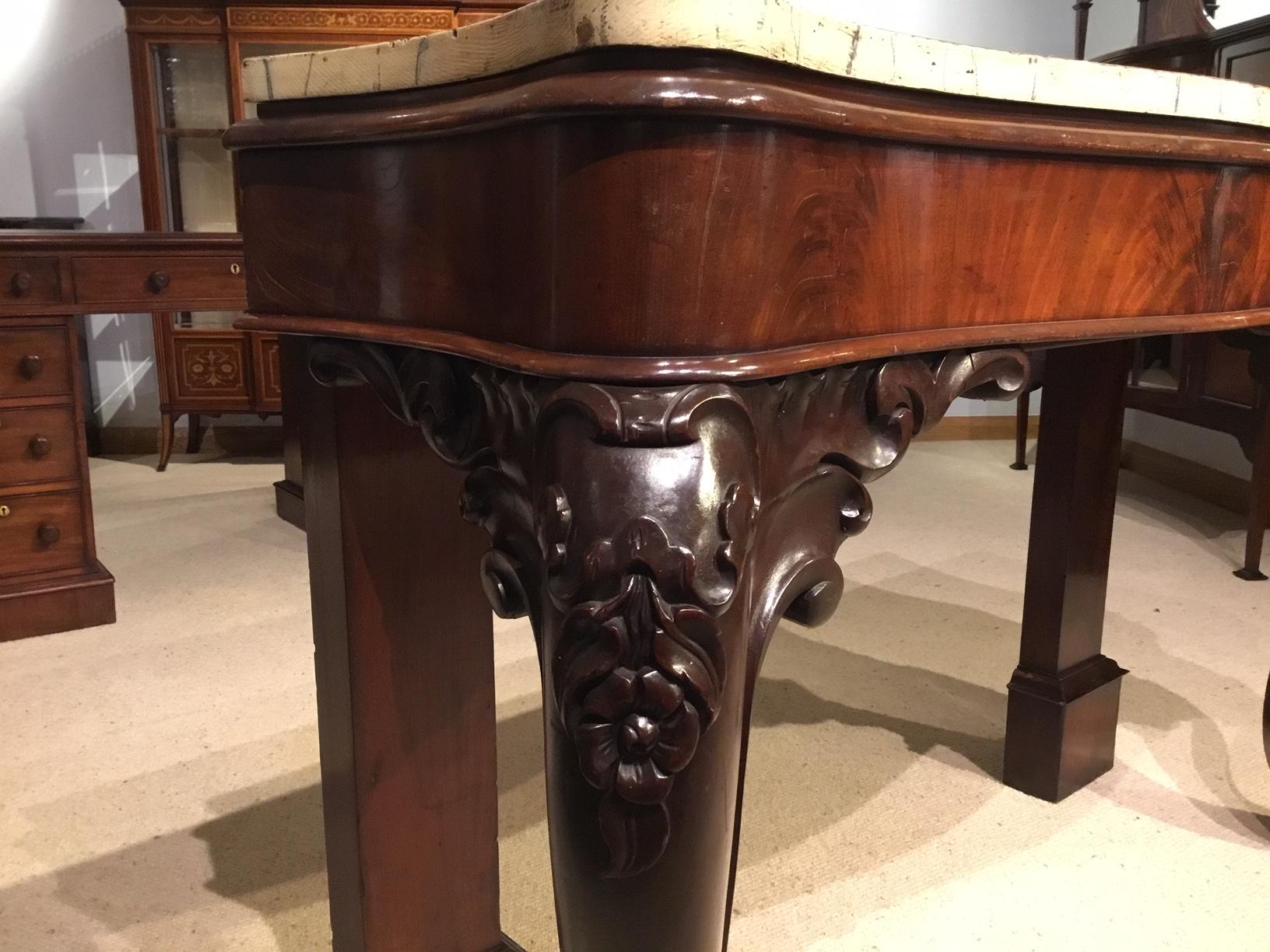Mid-19th Century Victorian Period Mahogany Serpentine Console Table For Sale