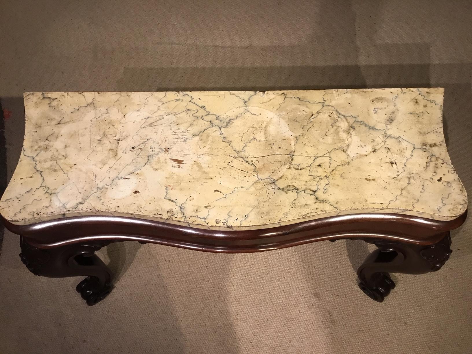 Victorian Period Mahogany Serpentine Console Table For Sale 1