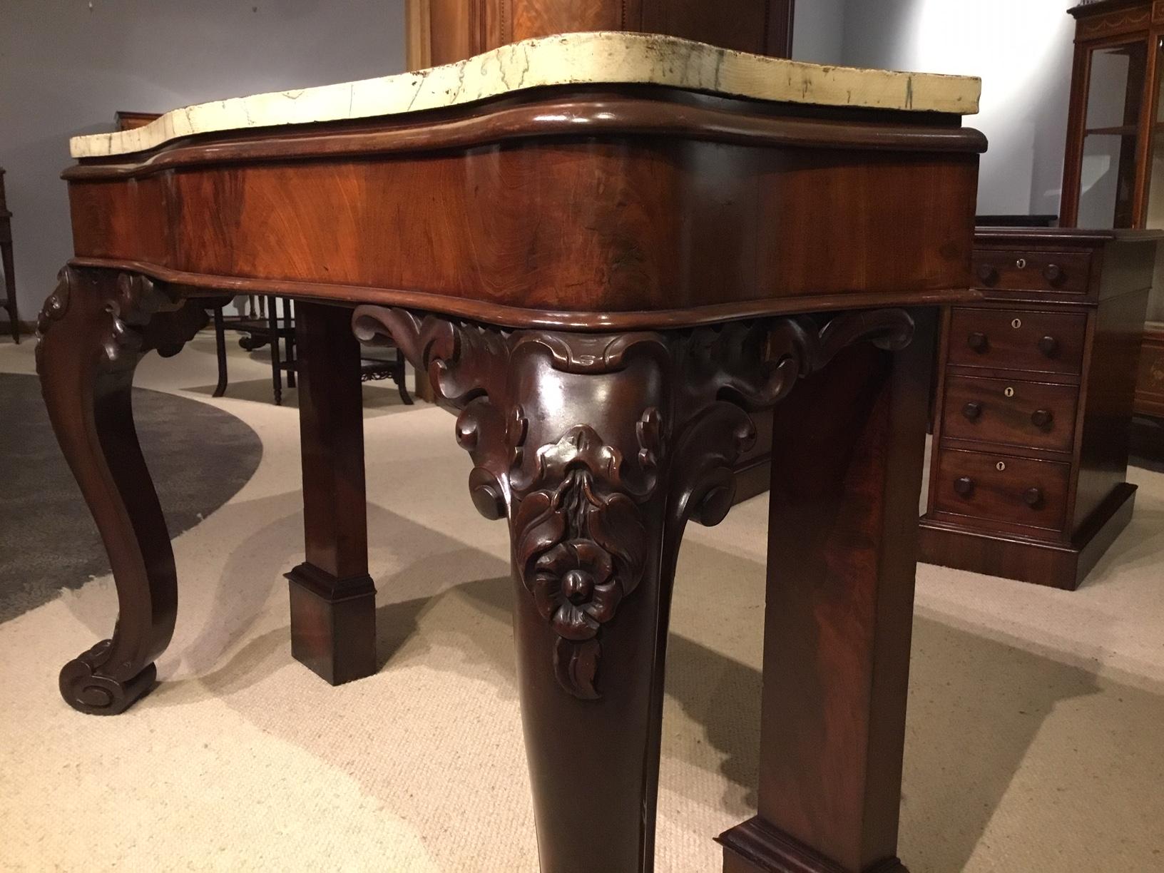 Victorian Period Mahogany Serpentine Console Table For Sale 4