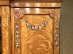 Victorian Period Satin Birch Breakfront Wardrobe