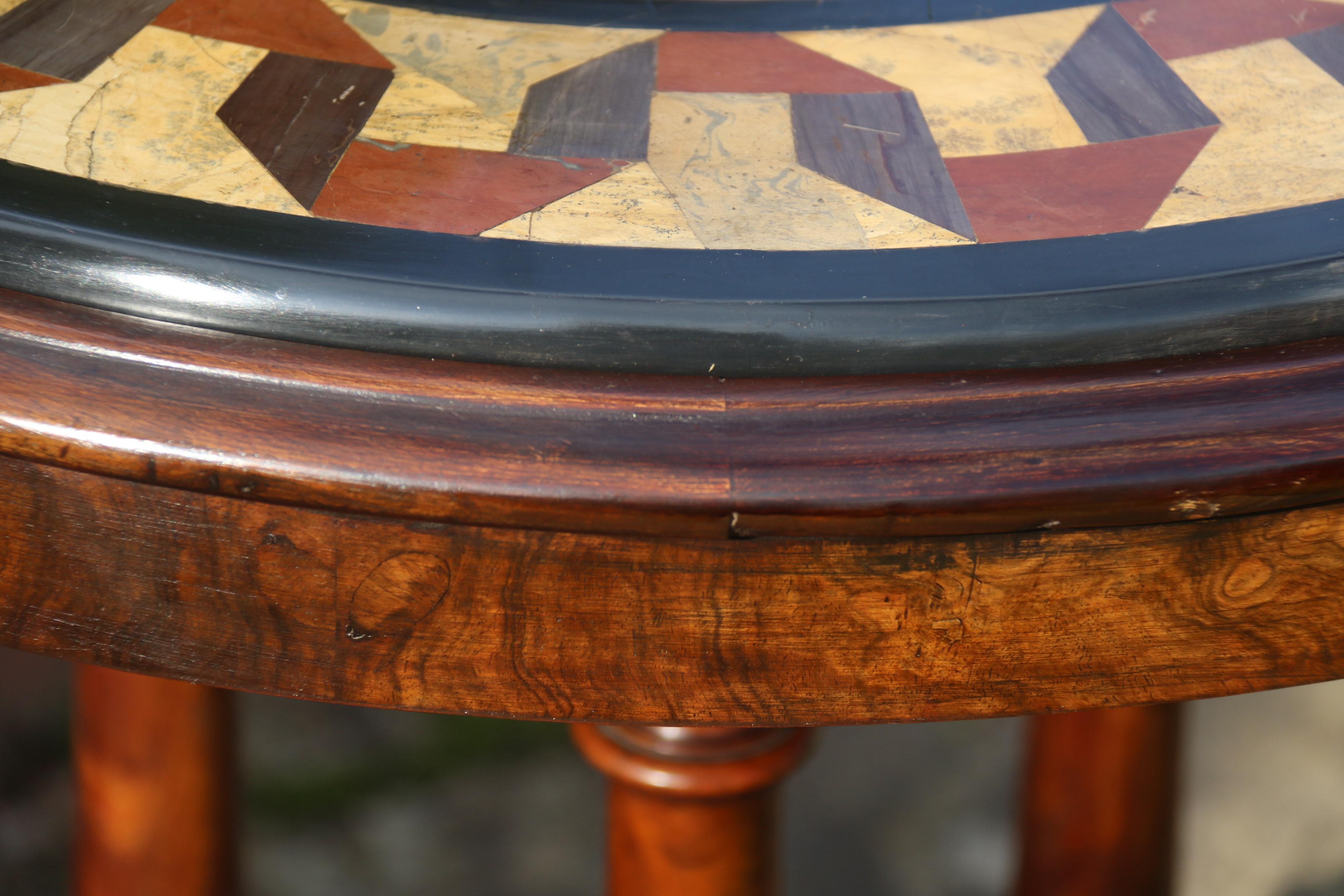 A Victorian pietra dura specimen marble topped walnut occasional/games table For Sale 9