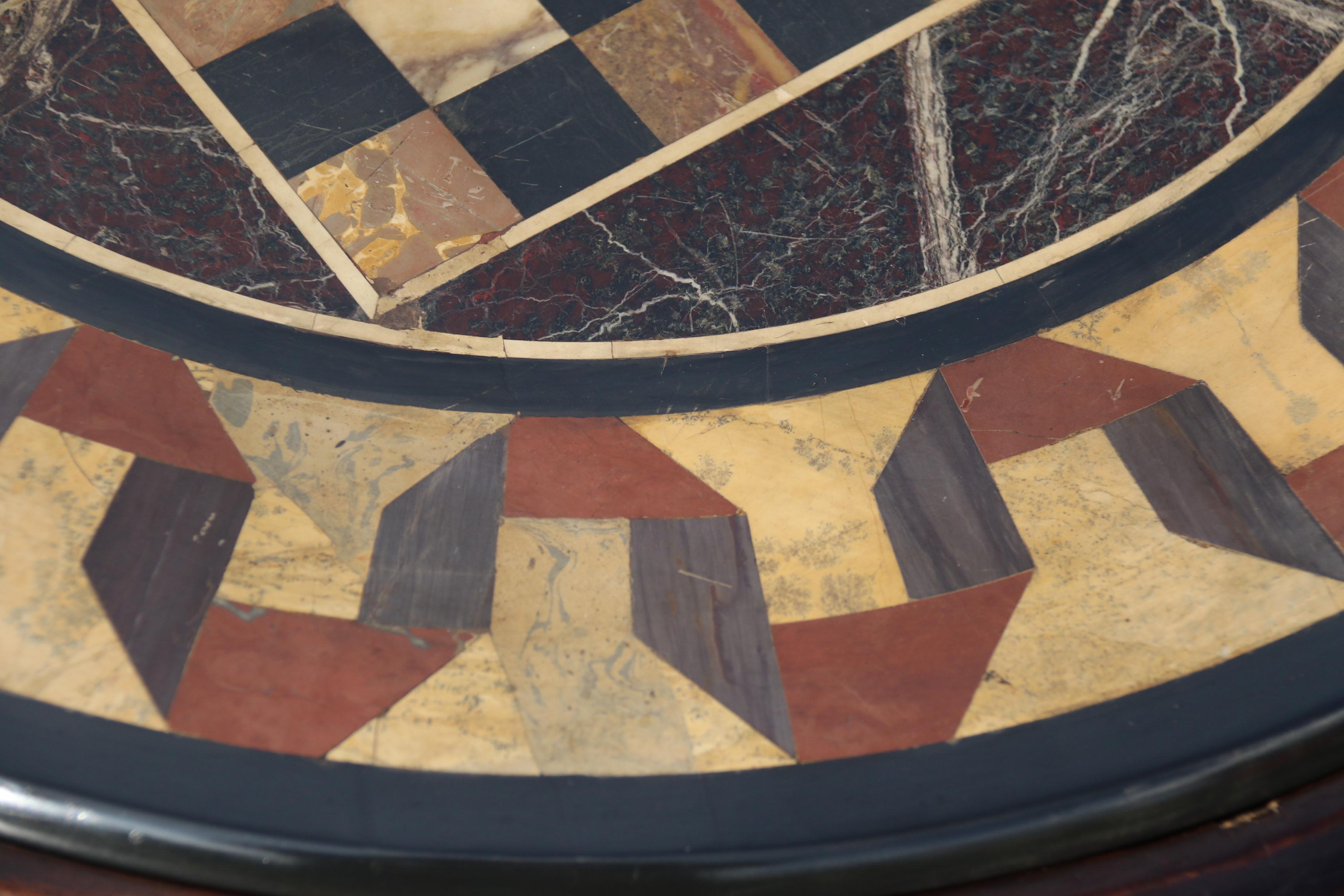 A Victorian pietra dura specimen marble topped walnut occasional/games table For Sale 2