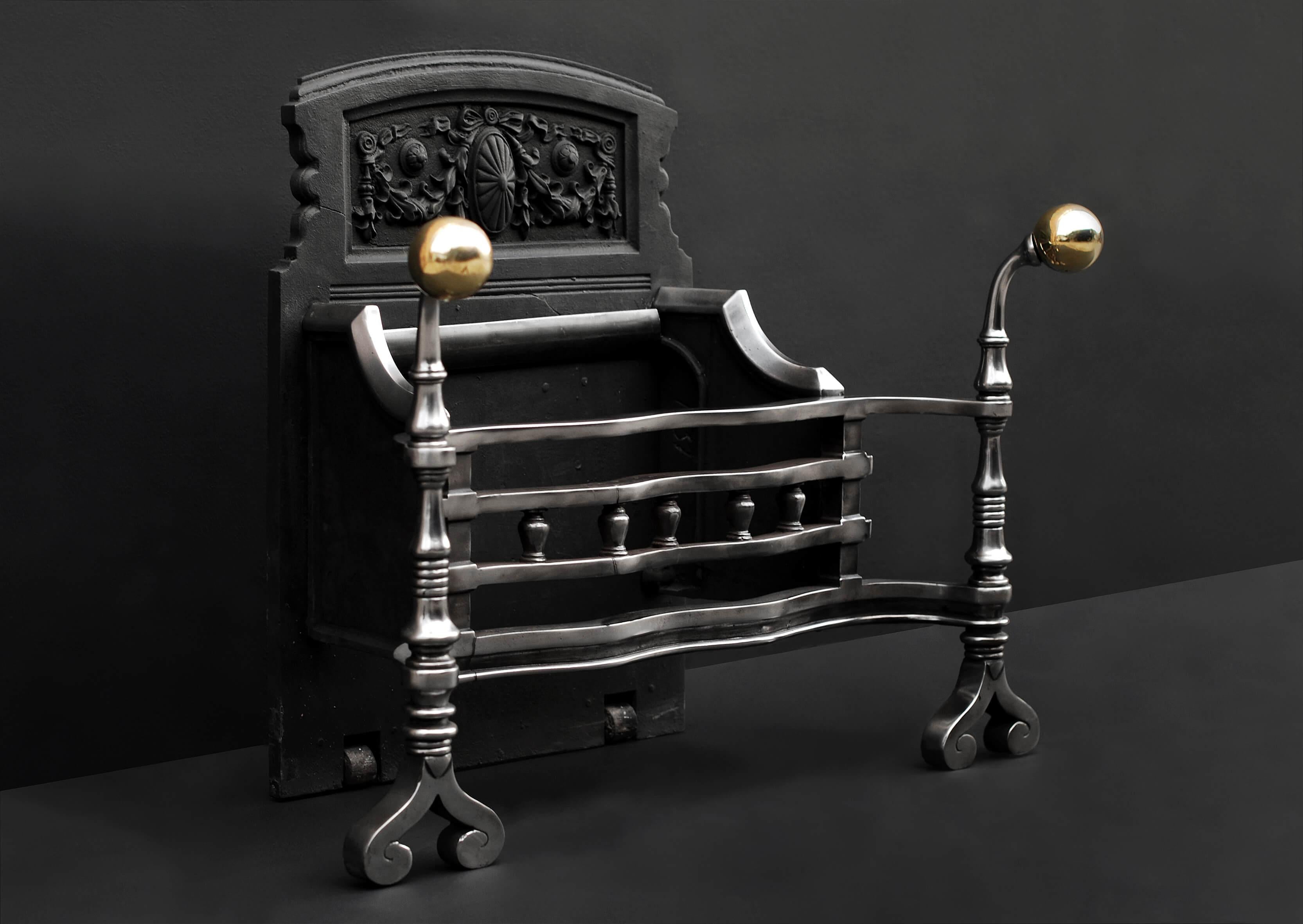 Cesta de fuego victoriana de acero pulido Victoriano en venta