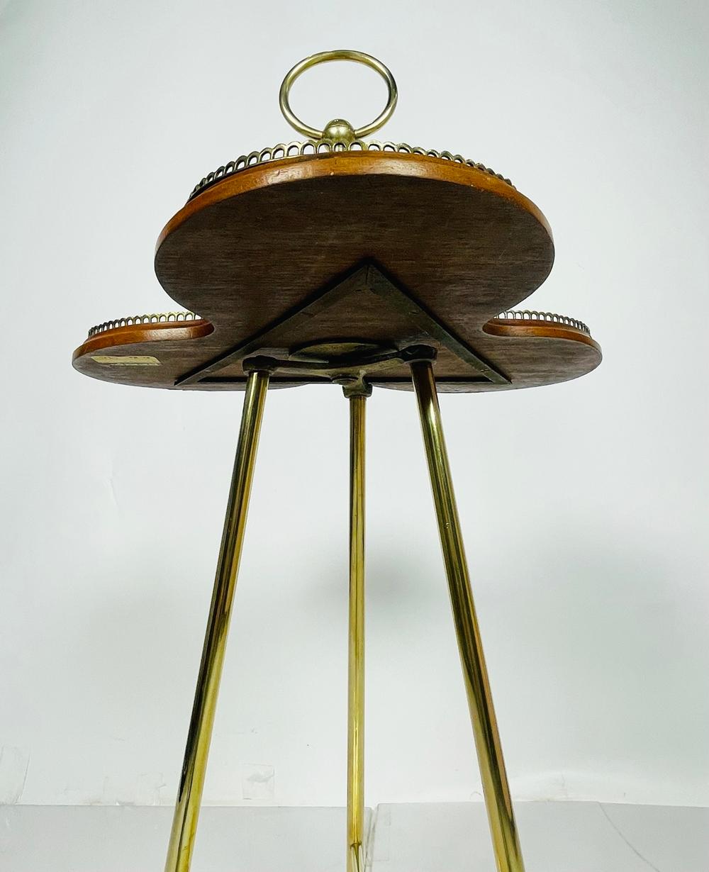 A Victorian Revolving Occasional Table in Brass & Mahogany. 7