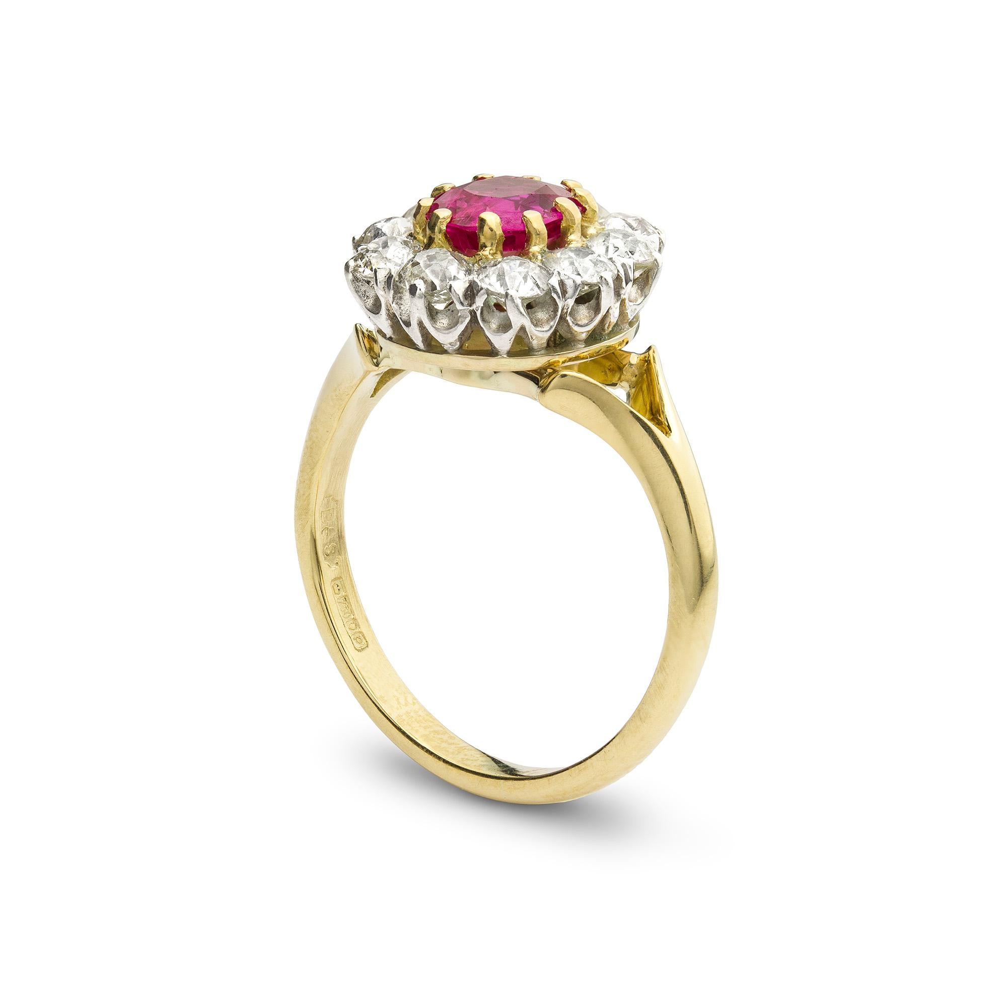 Viktorianischer Rubin- und Diamant-Cluster-Ring oder -Armband (Spätviktorianisch) im Angebot