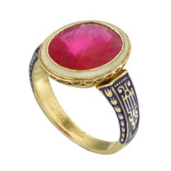A Victorian ruby and enamel ring