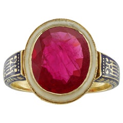 Bague victorienne en rubis et émail