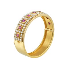 Victorian Ruby and Pearl Bangle