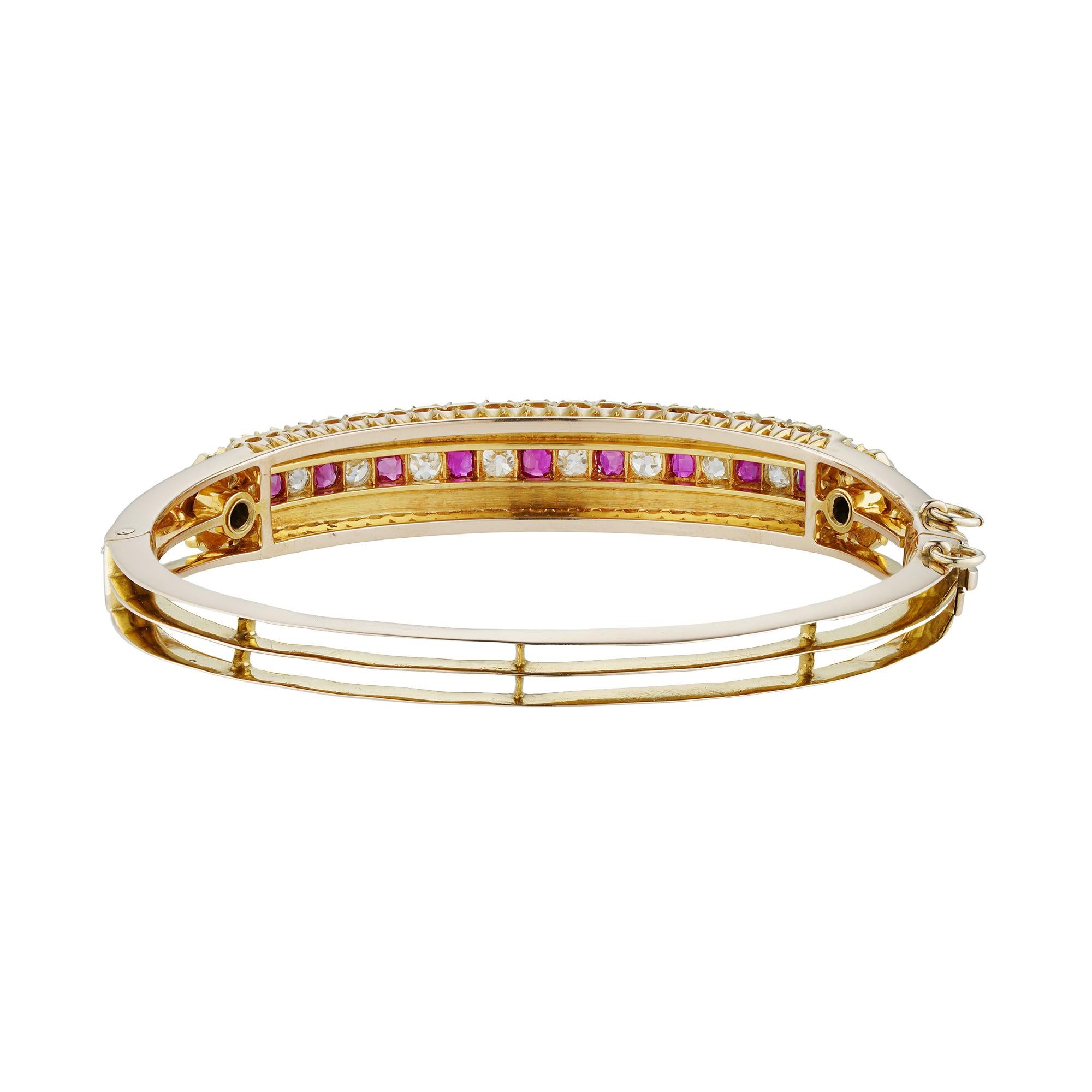 A Victorian Ruby, Diamond And Pearl Bangle In Good Condition In London, GB
