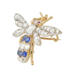 A Victorian sapphire and diamond bee brooch