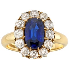 Antique Victorian Sapphire and Diamond Cluster Ring