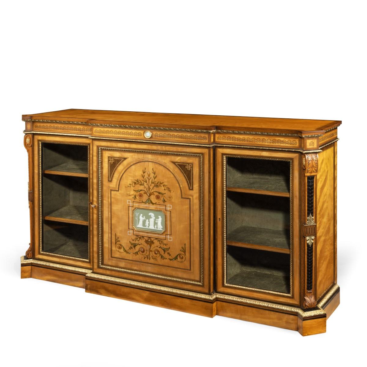 Victorian Satinwood Breakfront Side Cabinet Attributed to Dyer and Watts For Sale 13