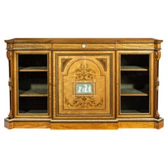 Victorian Satinwood Breakfront Side Cabinet Attributed to Dyer and Watts