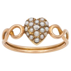 A Victorian Seed Pearl And Diamond Heart Ring