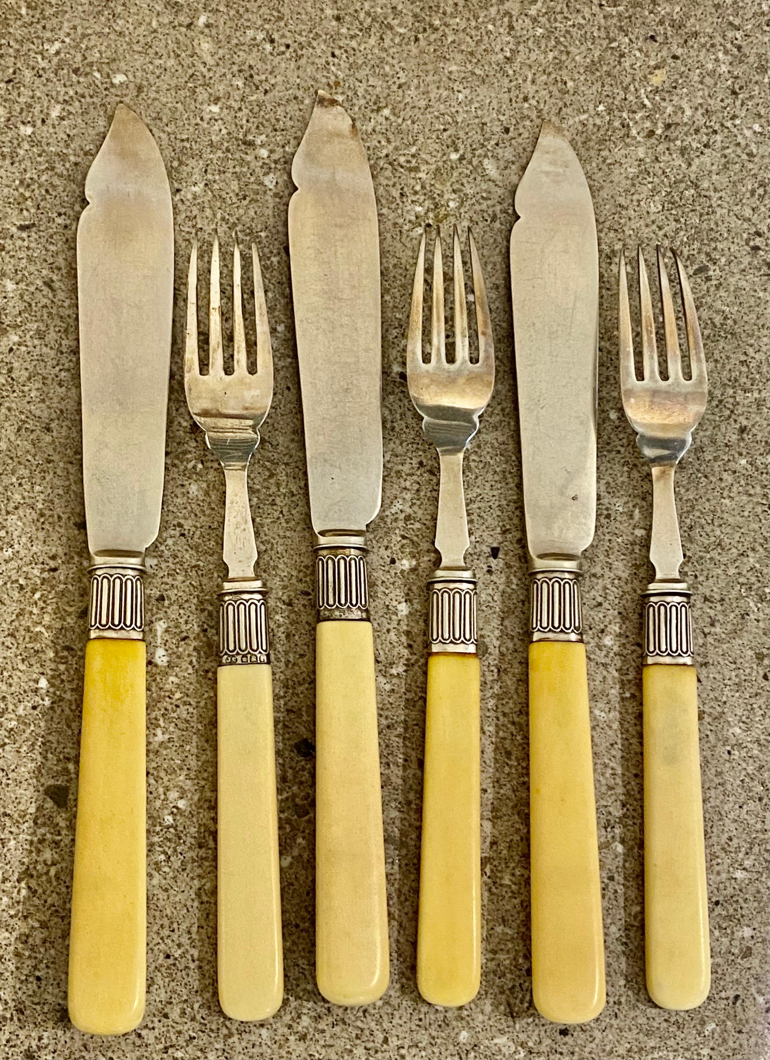 bone handled fish knives and forks