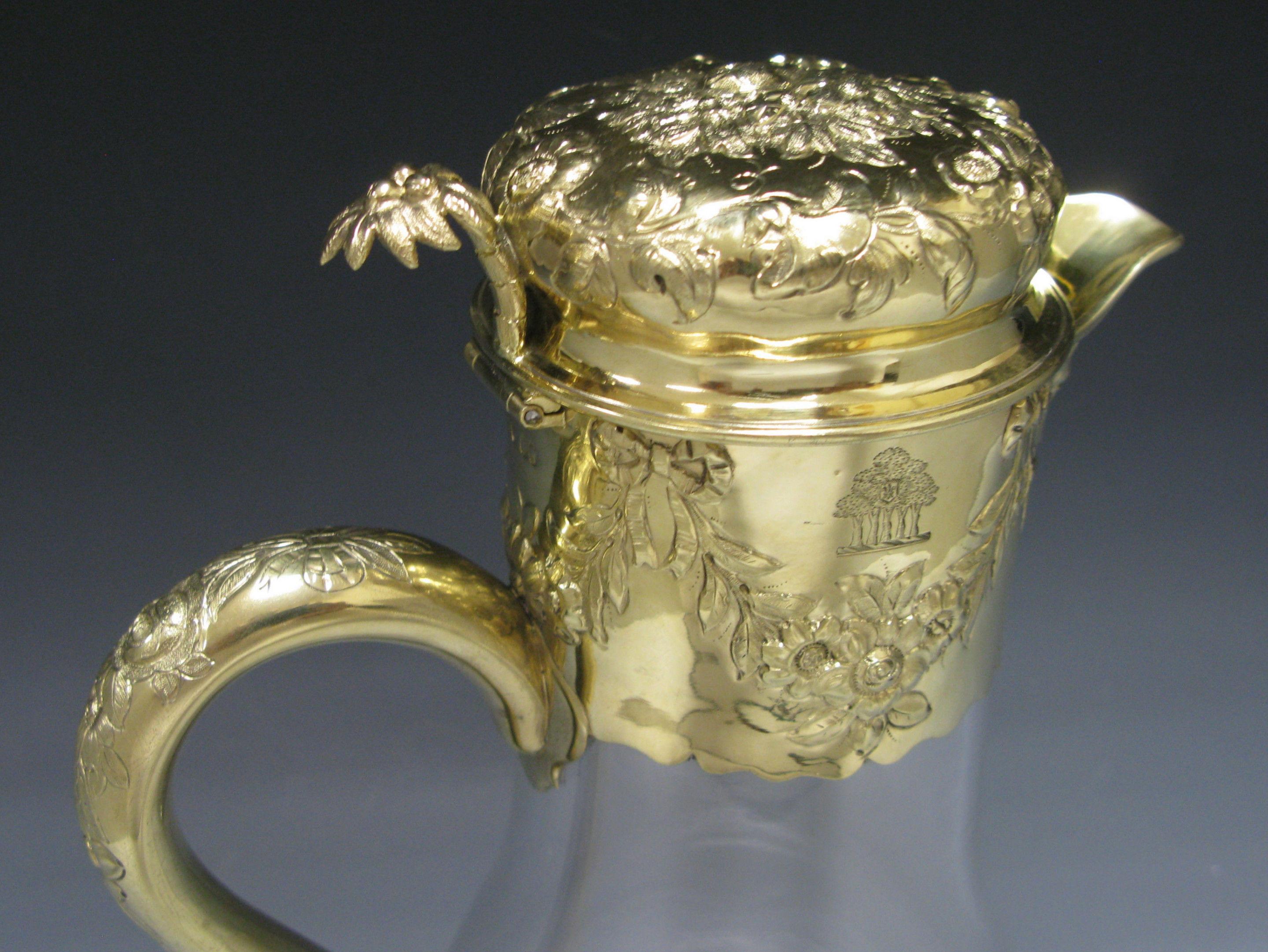 English Victorian Silver Gilt Mounted Claret Jug For Sale