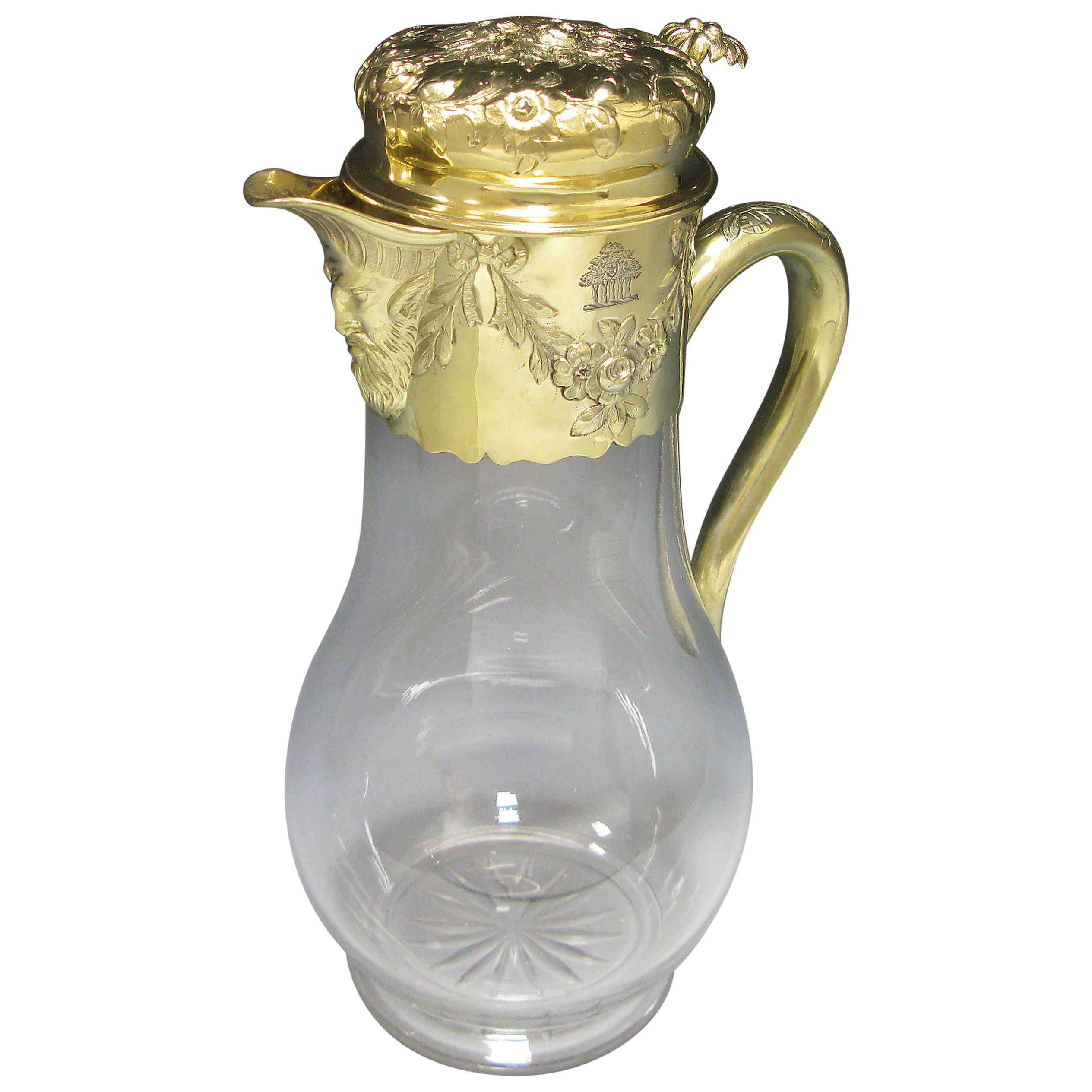 Victorian Silver Gilt Mounted Claret Jug For Sale