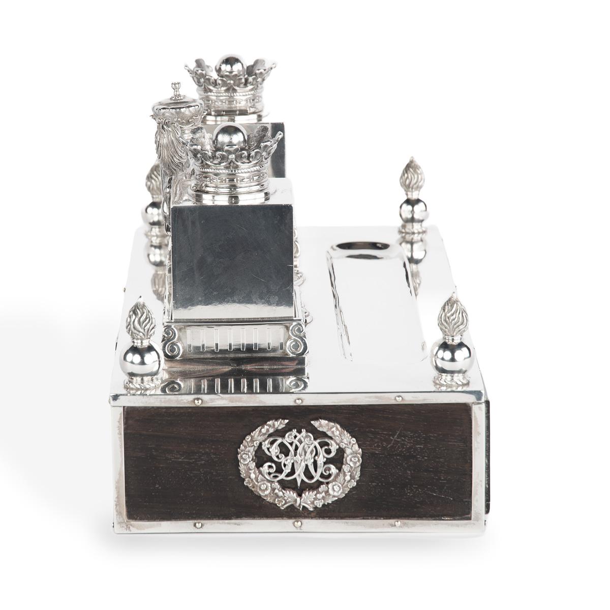A Victorian Silver Inkstand made in Madras by Peter Orr and Sons in 1880 For Sale 6