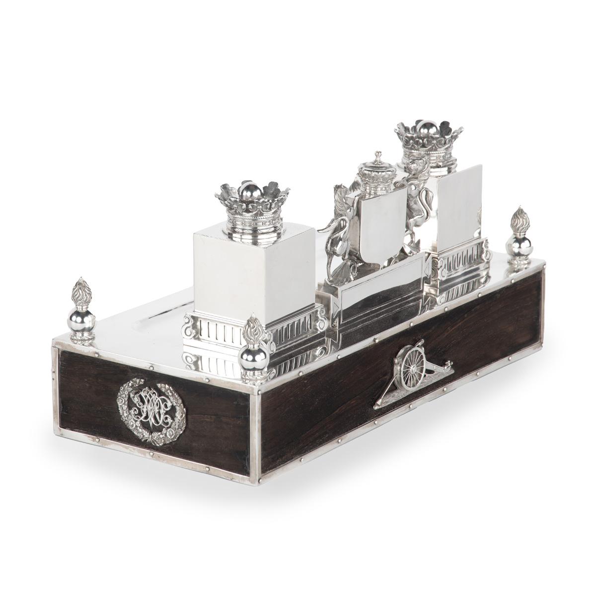 A Victorian Silver Inkstand made in Madras by Peter Orr and Sons in 1880 For Sale 1