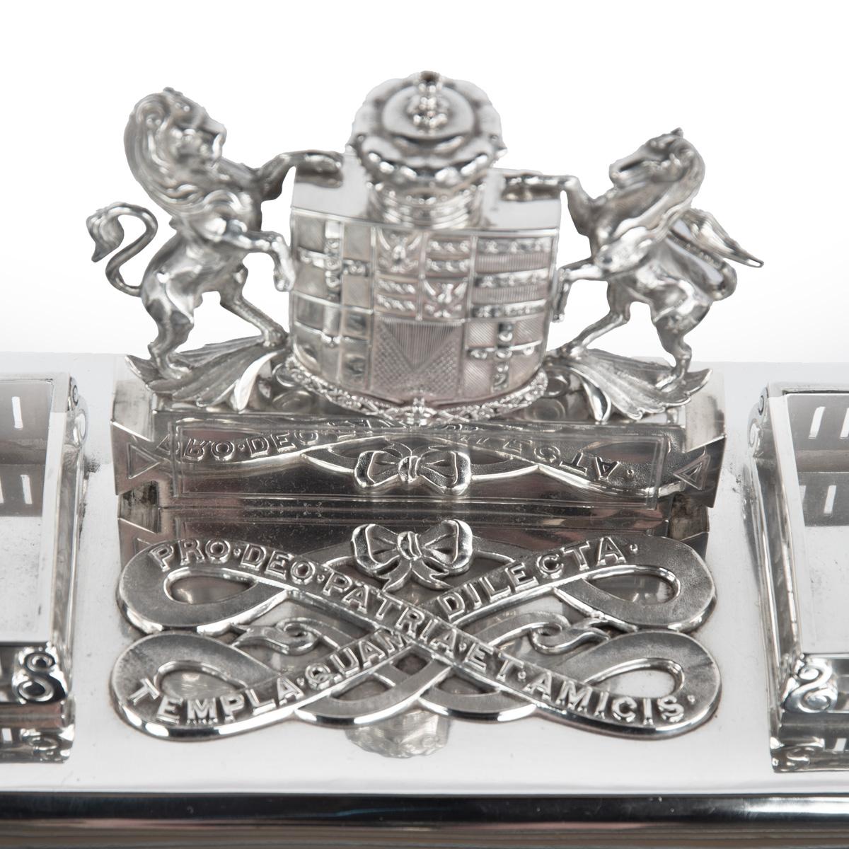 A Victorian Silver Inkstand made in Madras by Peter Orr and Sons in 1880 For Sale 3
